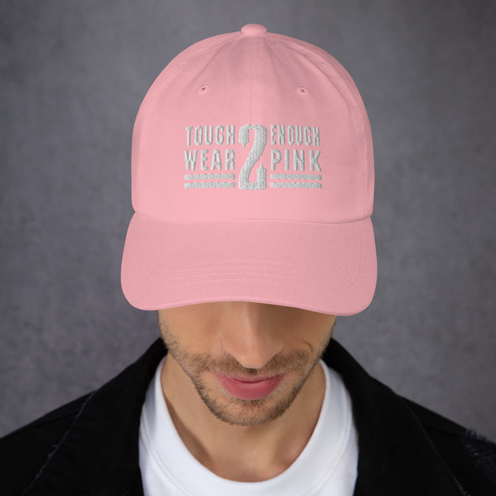 Pink hat with grey embroidery