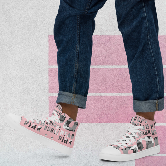 high top canvas pink shoes grey logo